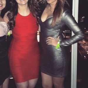 Bebe Metallic Green Dress